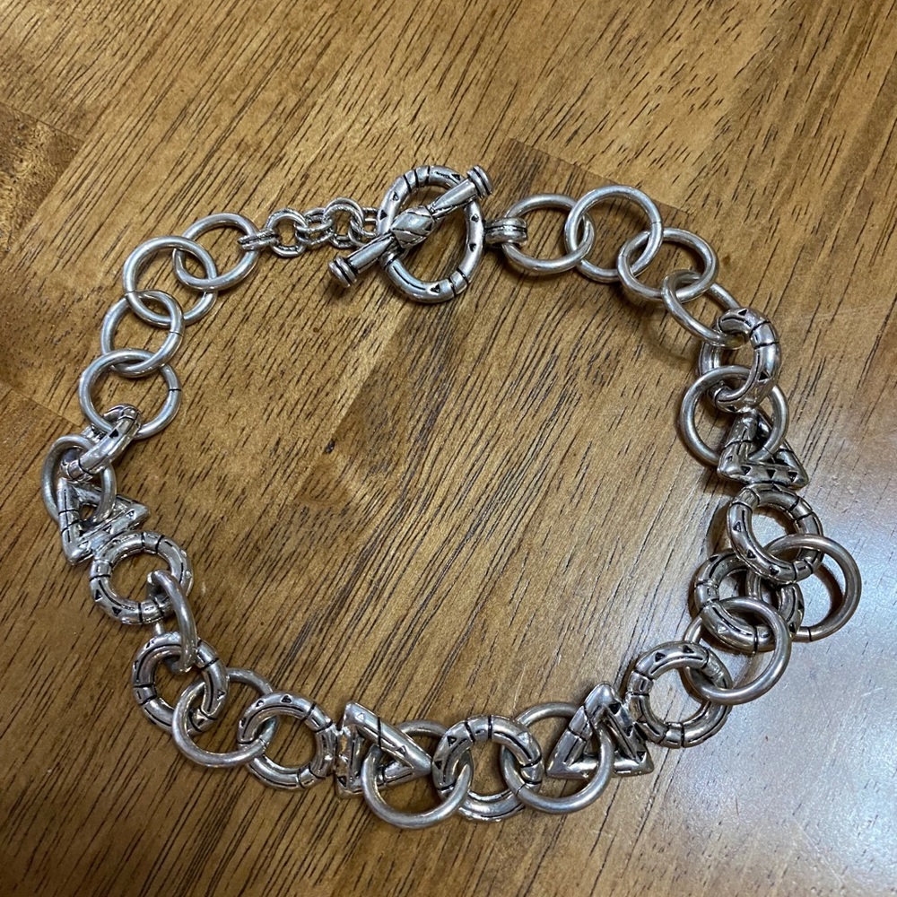 15” thick sliver link choker necklace toggle